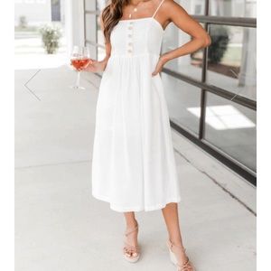New Beginnings Midi Dress Ivory from Pink Lily